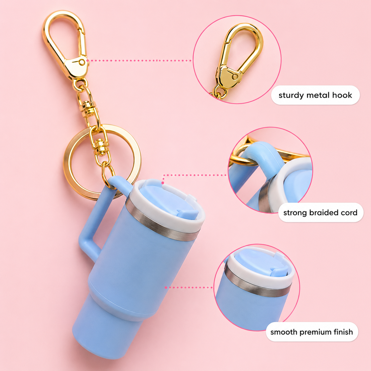 Mini Tumbler Key Charm – Cute Water Bottle Keychain & Bag Charm