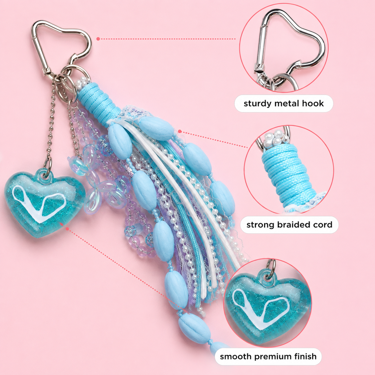 Sparkly crystal keychain charm for handbags and totes – photo 4
