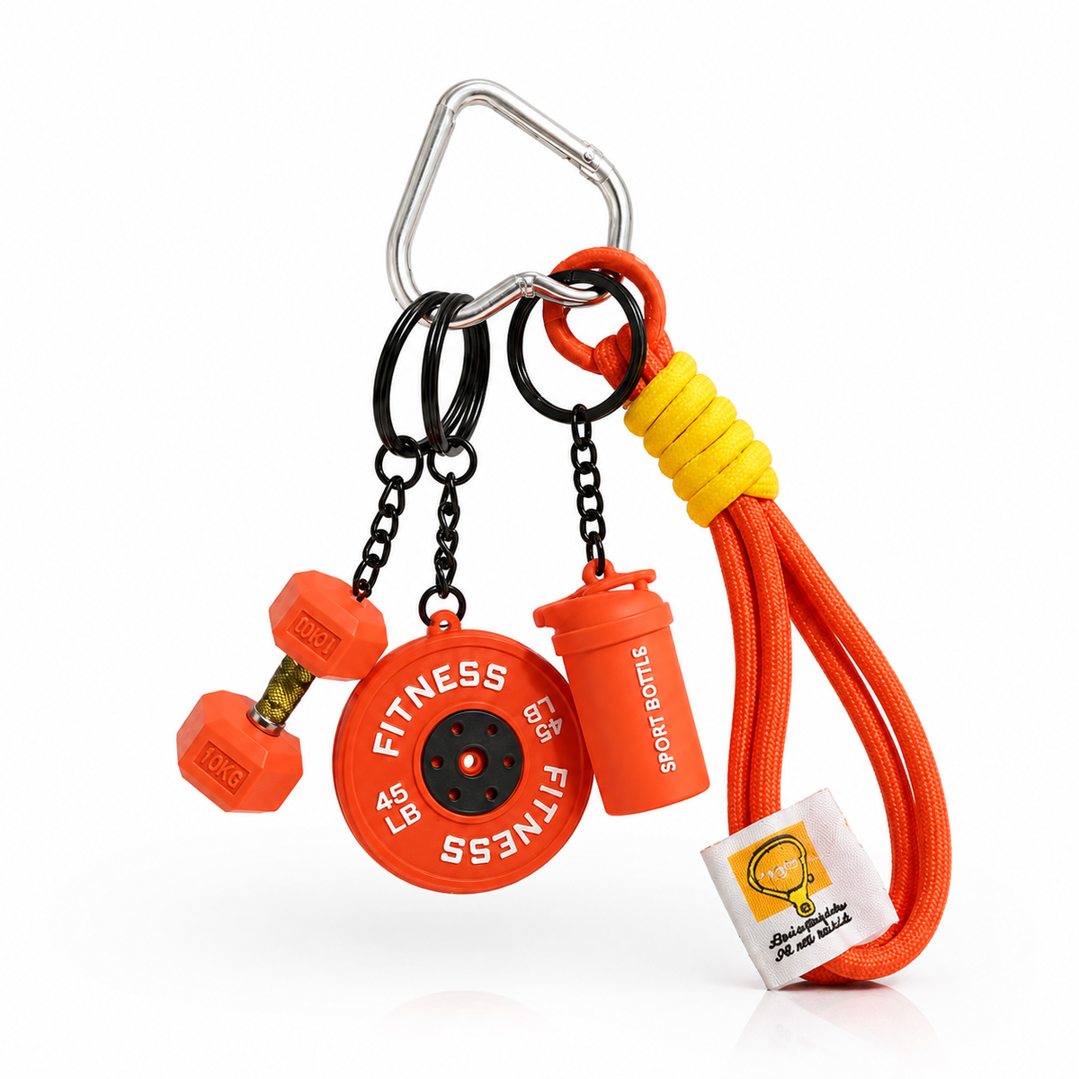 Gym Buddy Fitness Bag Charm – Dumbbell & Sipper Keychain for Gym Lovers