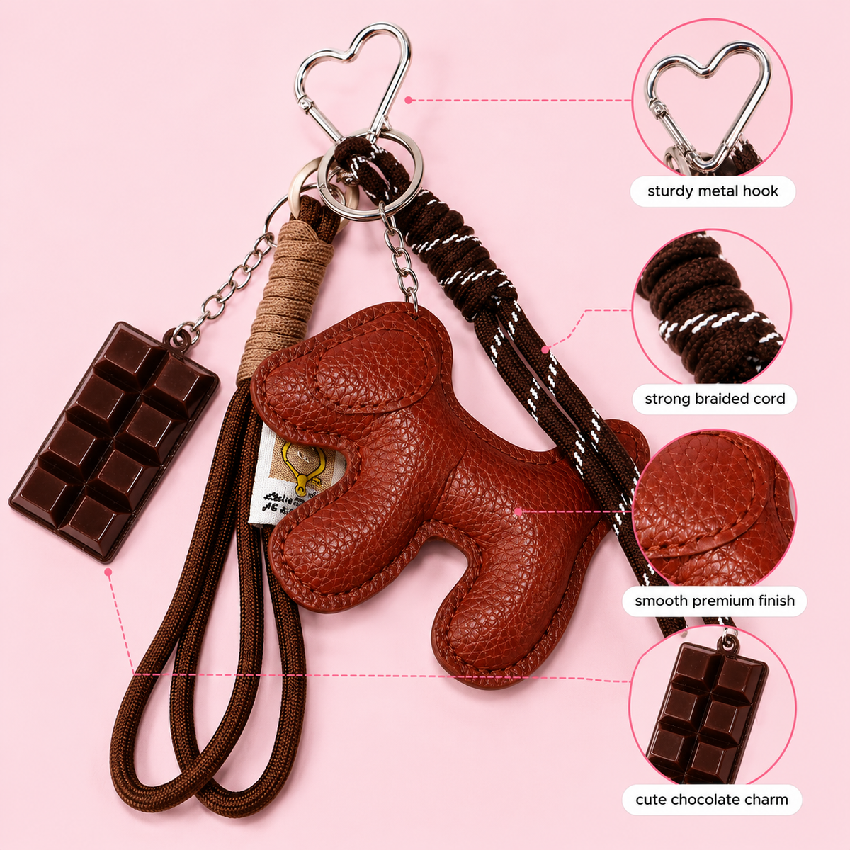 Detachable dog keychain charm for bags, backpacks and keys – photo 4