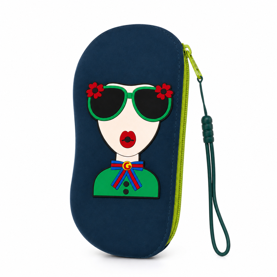 Silicone Sunglasses & Spectacles Pouch – Soft Zipper Glasses Case with Strap