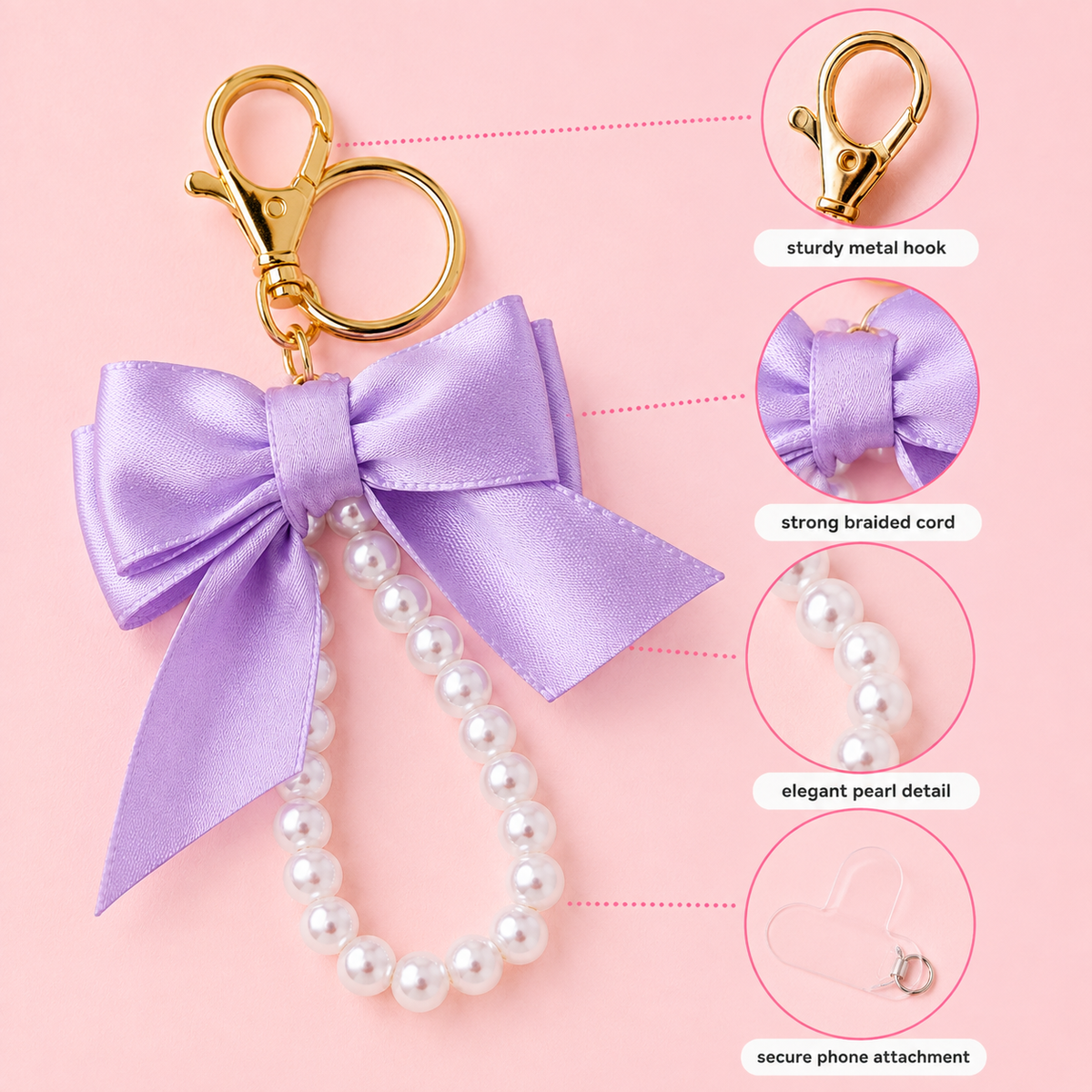 Cute bow charm for phone, keys or bag – photo 4