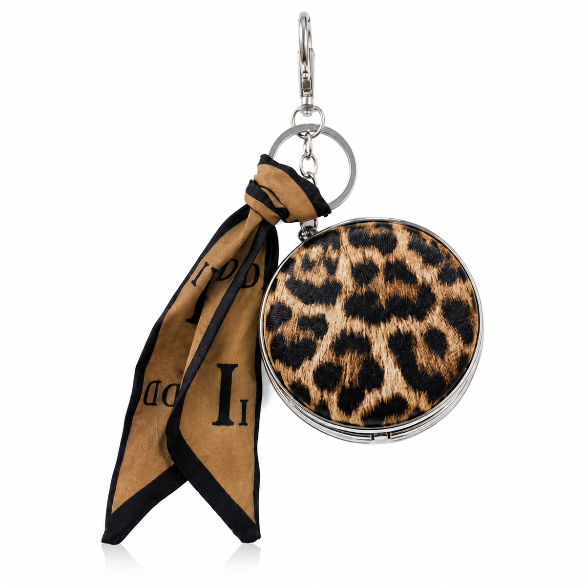 Leopard Pocket Mirror Bag Charm – Compact Makeup Mirror Keychain