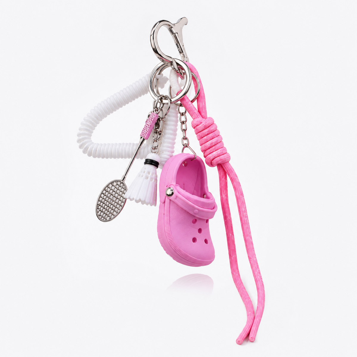 Pink Sporty Charm Set – Badminton, Clogs & Wrist Strap Bag Charm