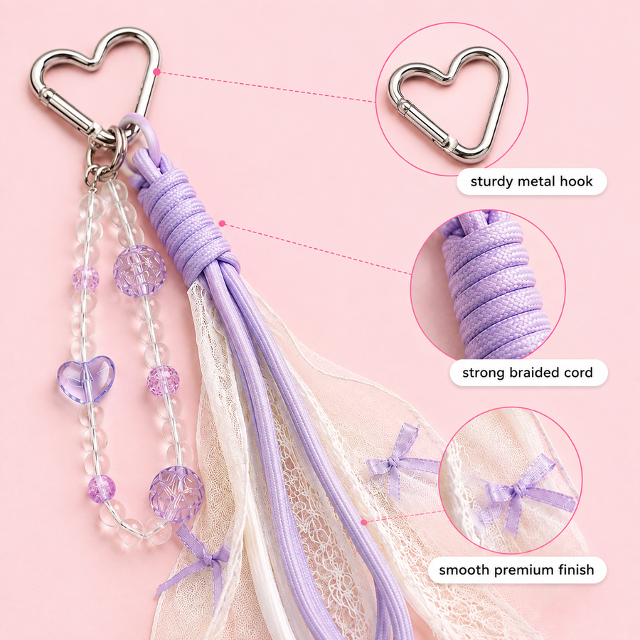 Cute pastel bow charm for phone, keys or bag – photo 4