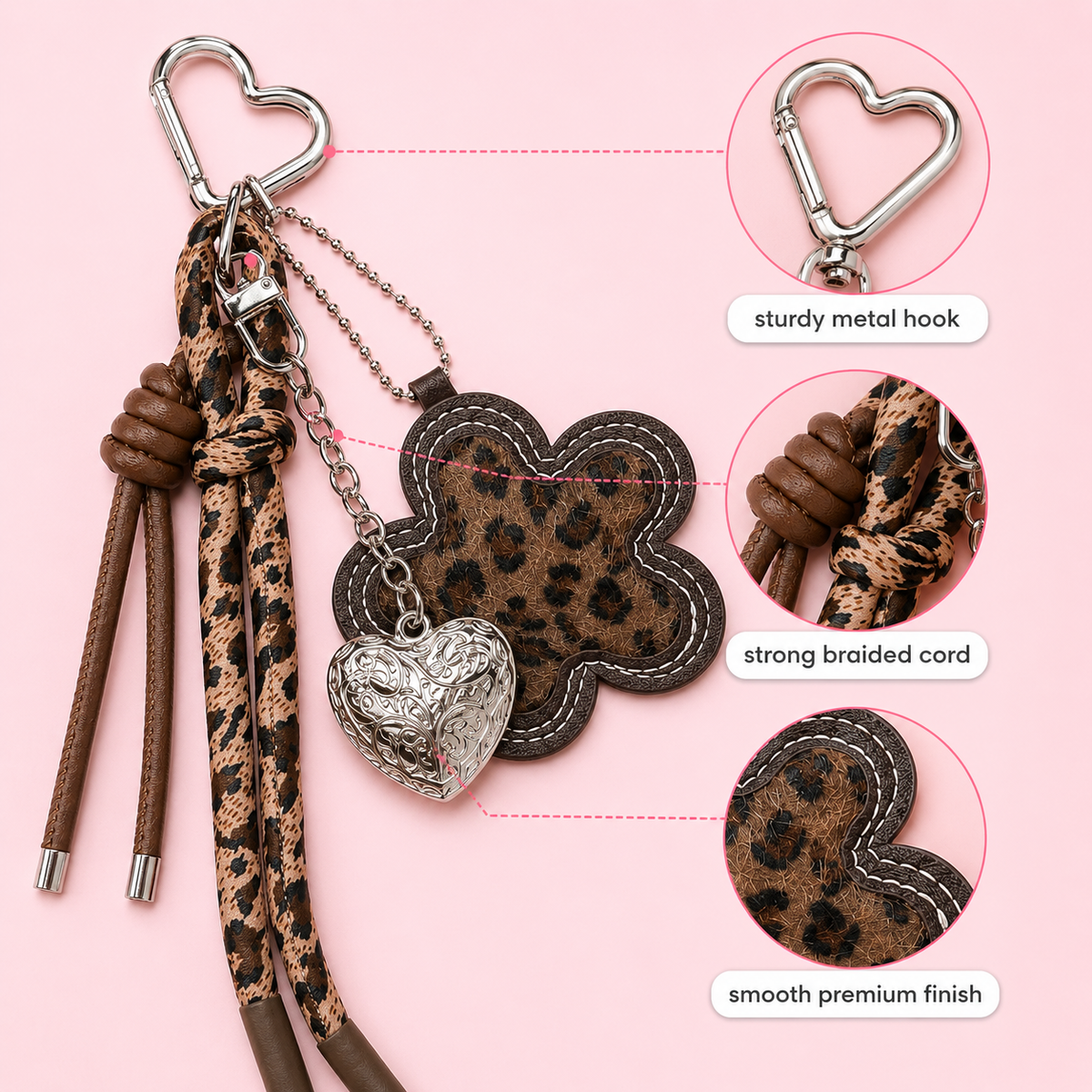 Detachable animal print keychain charm for handbags and totes – photo 4