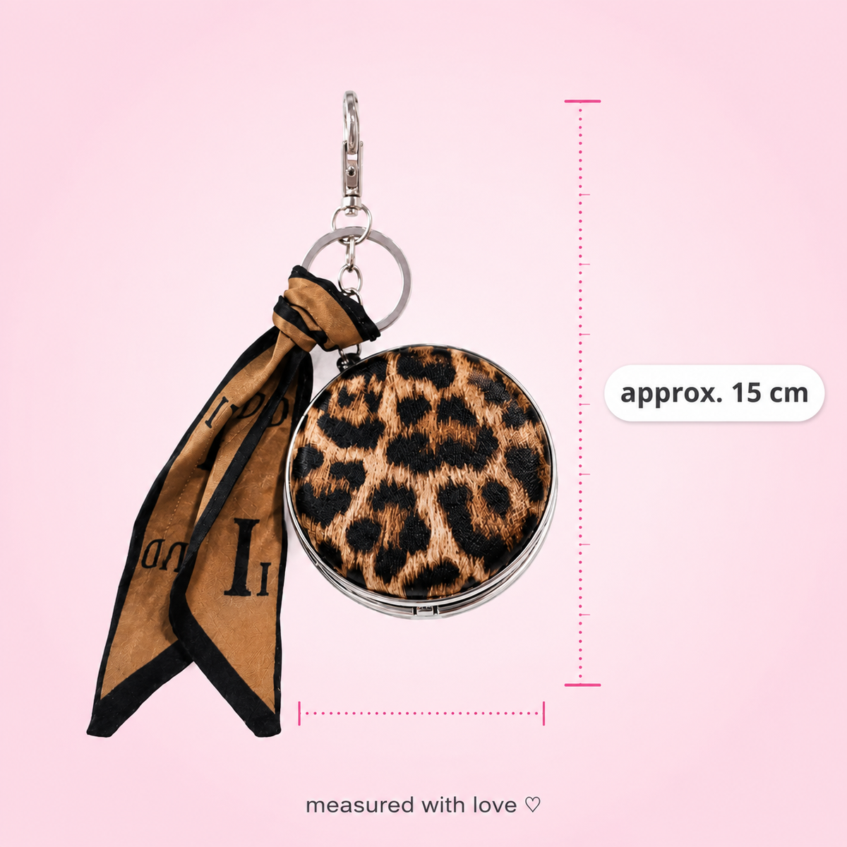 Leopard Pocket Mirror Bag Charm – Compact Makeup Mirror Keychain