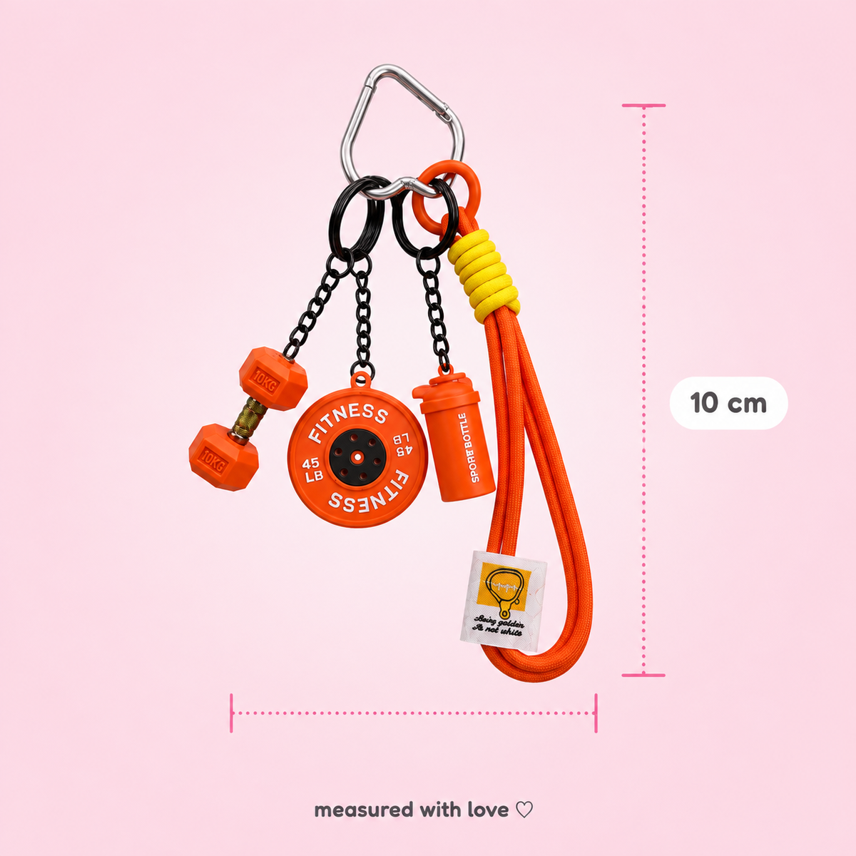 Gym Buddy Fitness Bag Charm – Dumbbell & Sipper Keychain for Gym Lovers