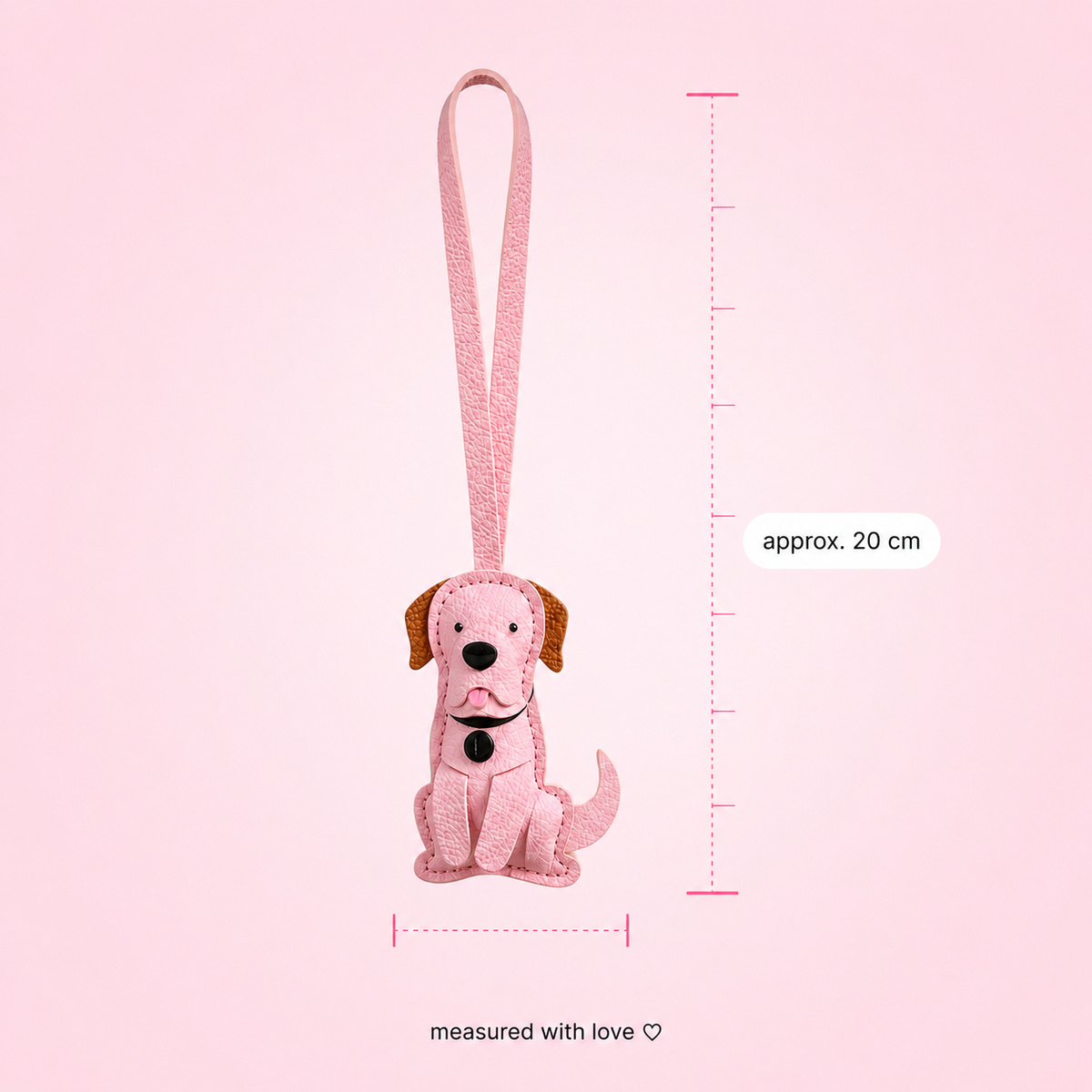 Pink Leather Dog Key Charm & Bookmark – Cute Tag for Keys, Bags & Books